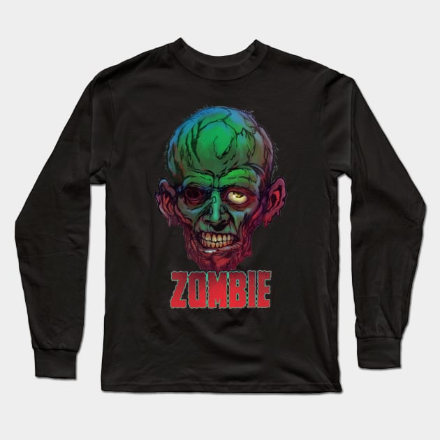 Zombie Face Long Sleeve T-Shirt by CorlenScope